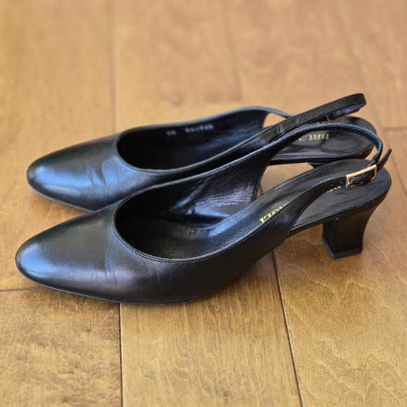 BRUNO MAGLI Black Leather Slingback 1 inch heel shoe size 35 EU - Picture 3 of 9